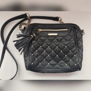 Betsey Johnson Black and Gold Quilted Crossbody Bag